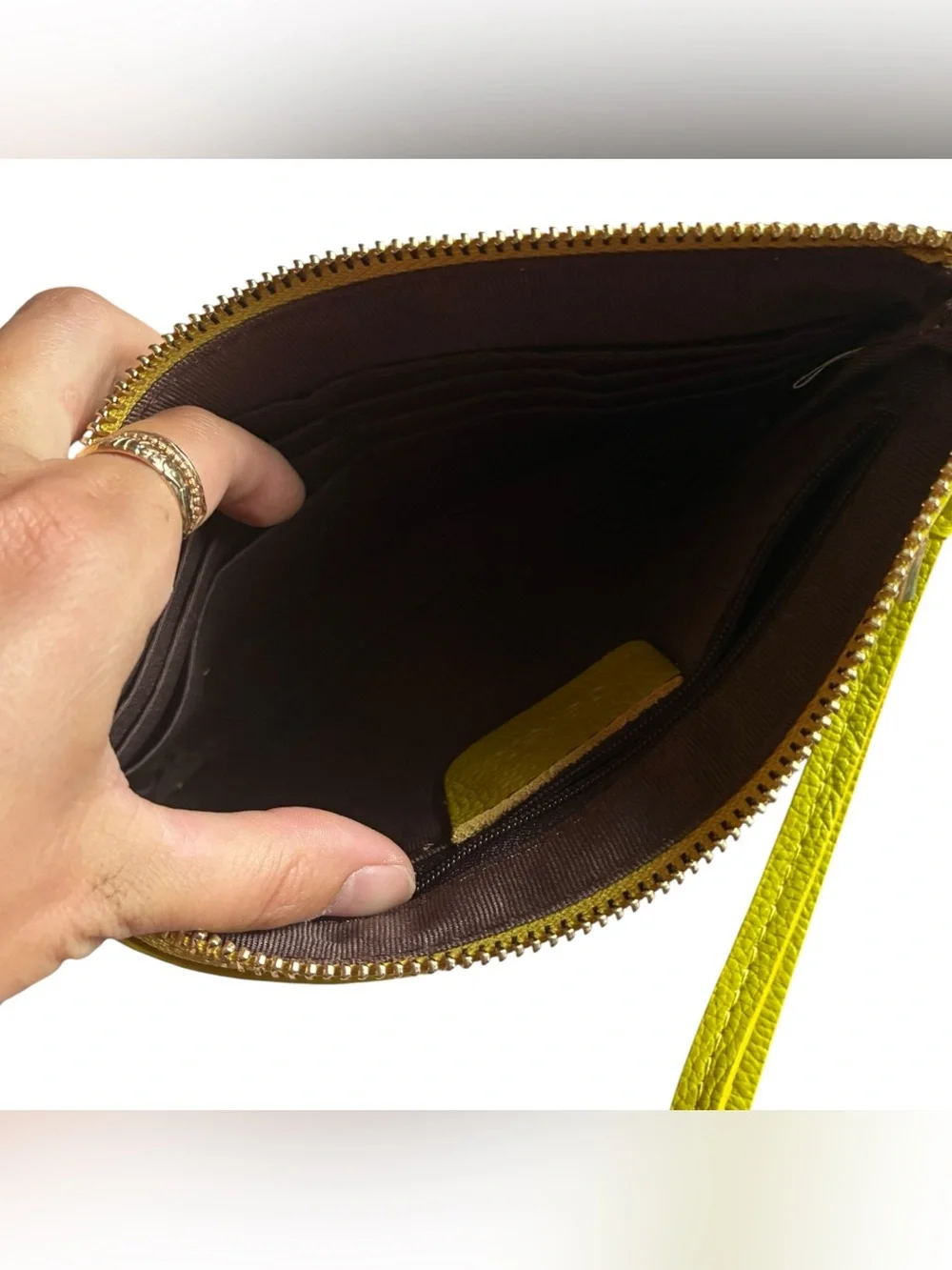 Befen Genuine Pebbled Leather Wristlet Clutch Wallet – Lime Green / Chartreuse